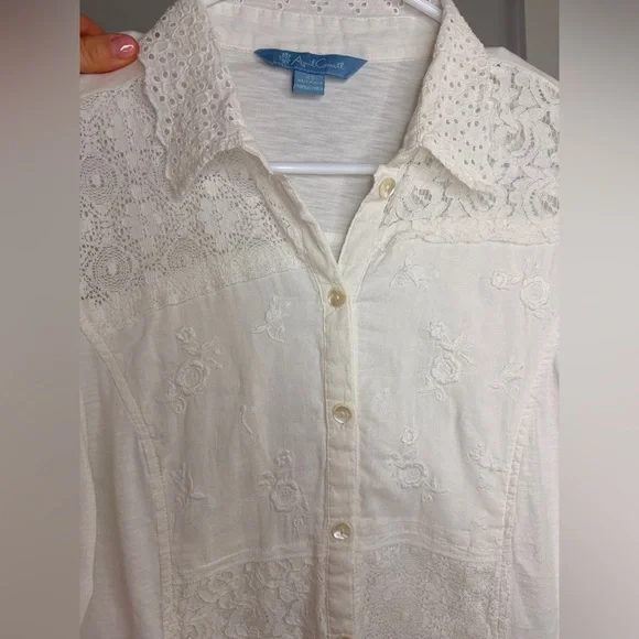 April Cornell Nostalgia Cream Lace Blouse XS - Picture 8 of 11
